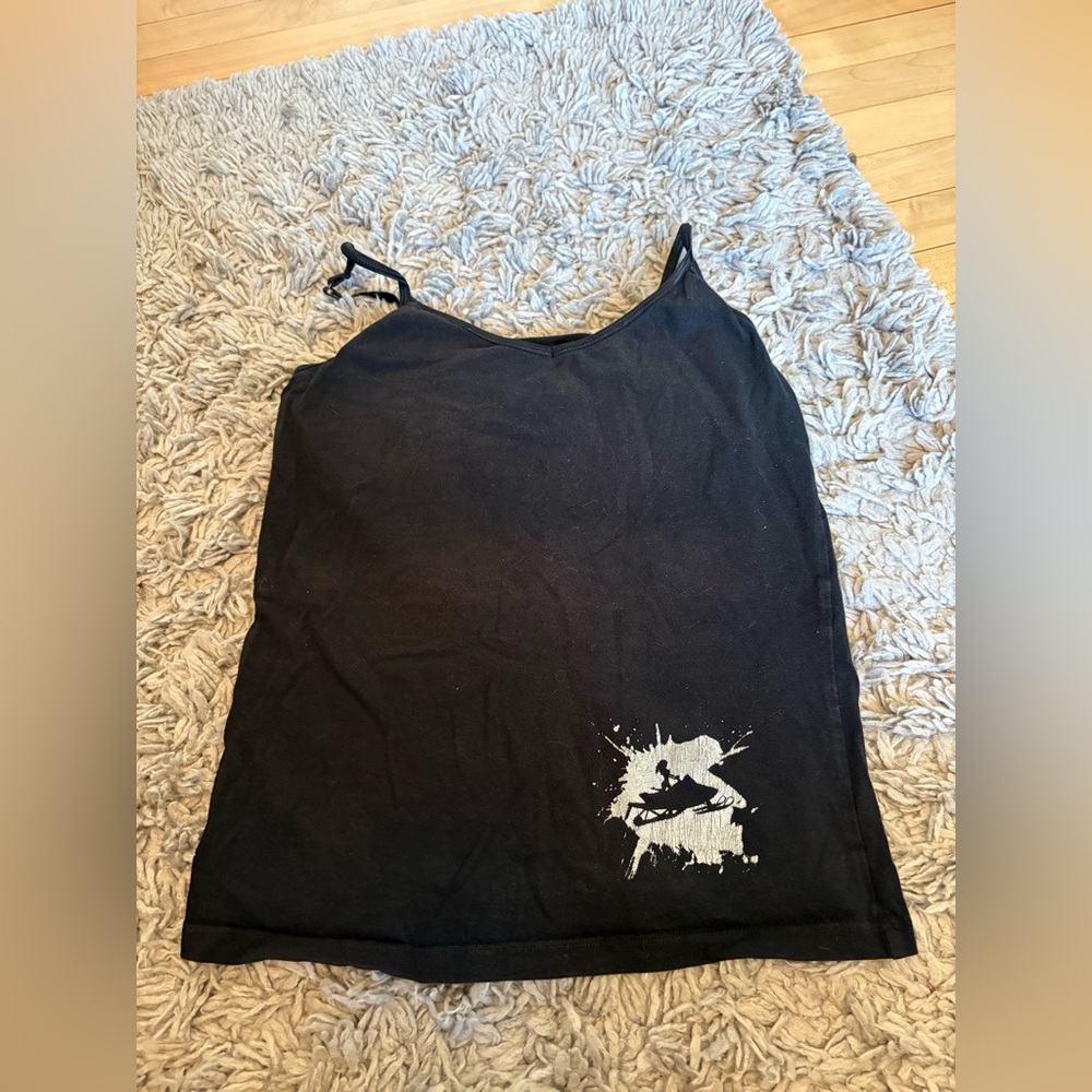 Black snowmobile Tank Top with White Graphic